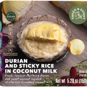 Lepljivi riž z Durijanom v kokosovem mleku 150g GREENANDSUNNY