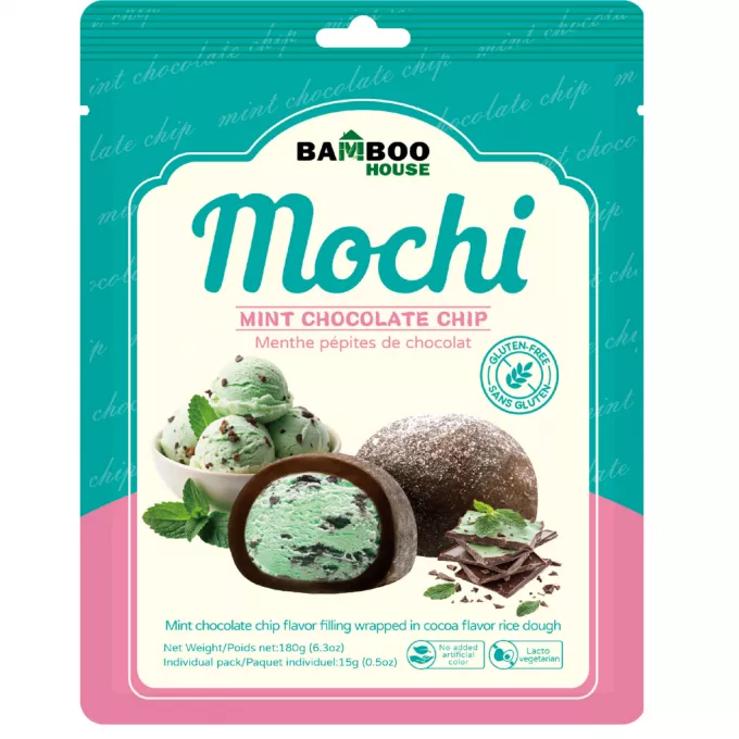 3157 Mochi z okusom mete in s čokoladnimi koščki 180g BAMBOO HOUSE Mochi z okusom mete in s čokoladnimi koščki 180g BAMBOO HOUSE - slika 1