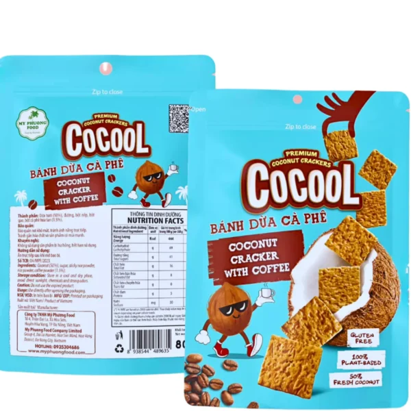Kokosovi krekerji z okusom kokos in kava 80g COCOOL