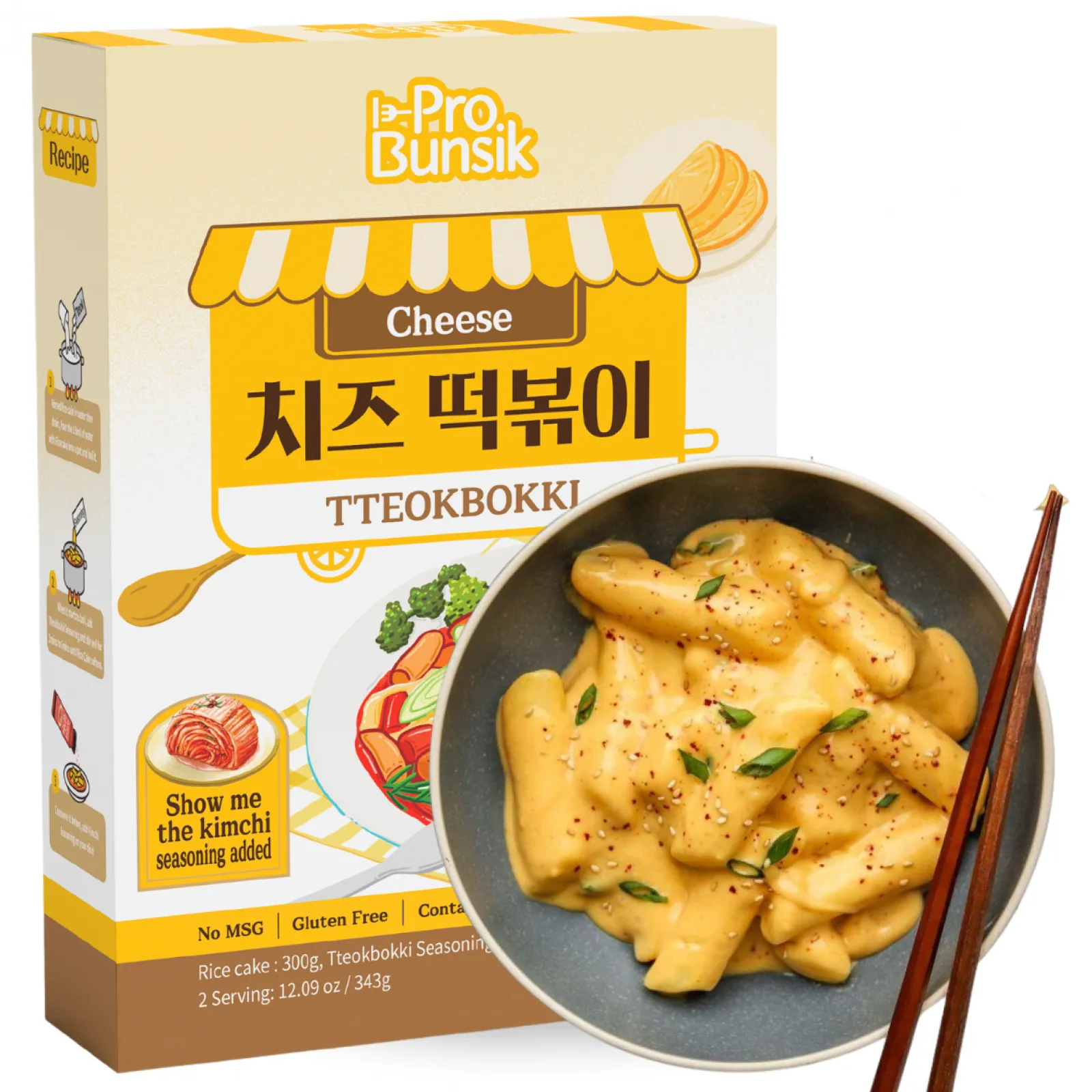 Tteokbokki s sirom 343g PROBUNSIK Tteokbokki (riževi svaljki) s sirom 343g PROBUNSIK - slika 1
