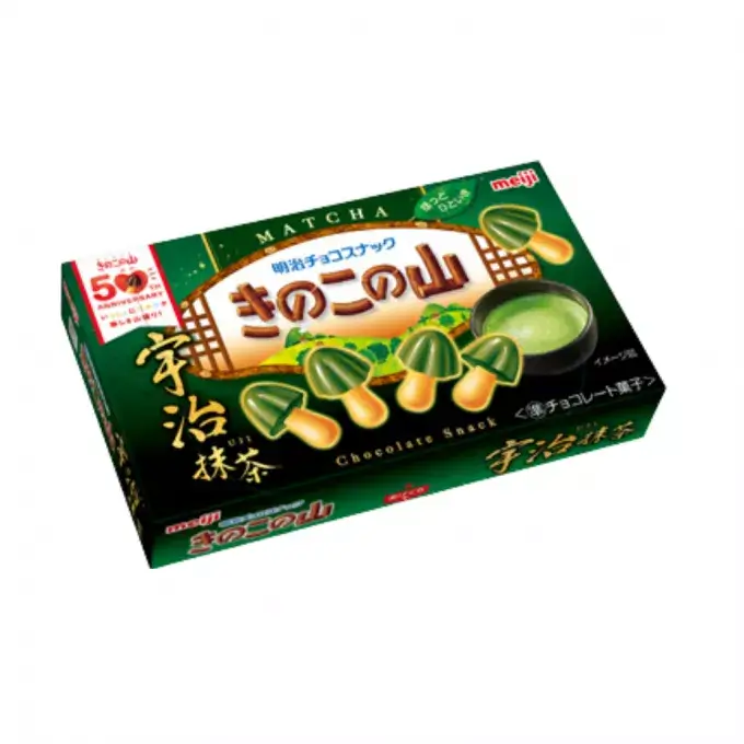 3503 Matcha cokoladni keksi v obliki gobic 64g MEIJI Matcha čokoladni keksi v obliki gobic 64g MEIJI - slika 1
